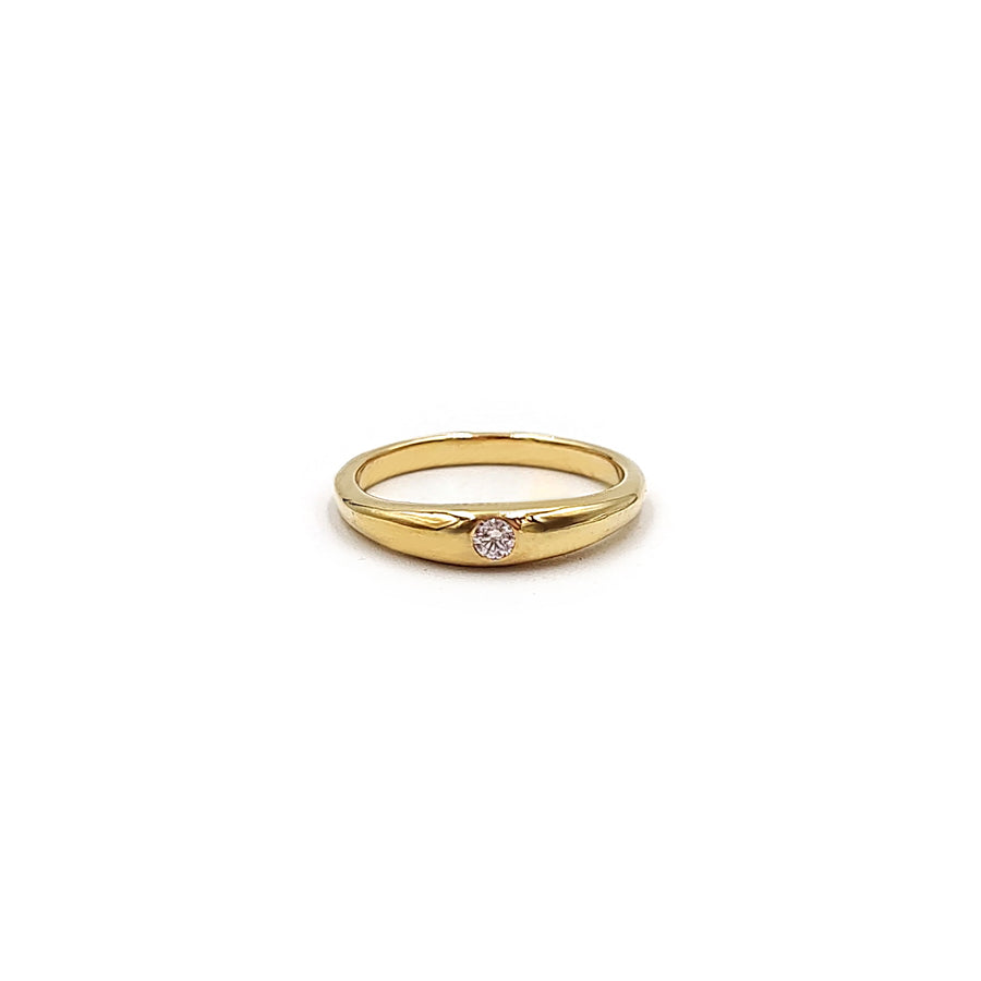 Domed Cz Ring (Plata .925 con Baño de oro Amarillo)