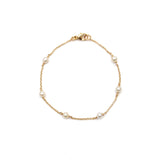 Pulsera Perlas 4mm con Cadena (Oro Laminado)