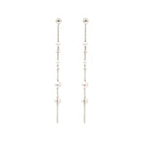 Aretes Largos de Perlas y Cadena (Plata .925)