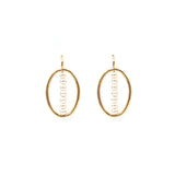 Aretes Oval con Línea de Perlas (Plata .925 con Baño de Oro)