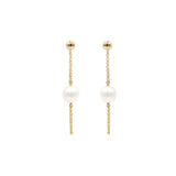 Aretes Perla 9mm y Cadena (Oro Laminado)