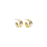 Arracada Doble Musa Mini Bicolor(Plata .925 con Baño de Oro)
