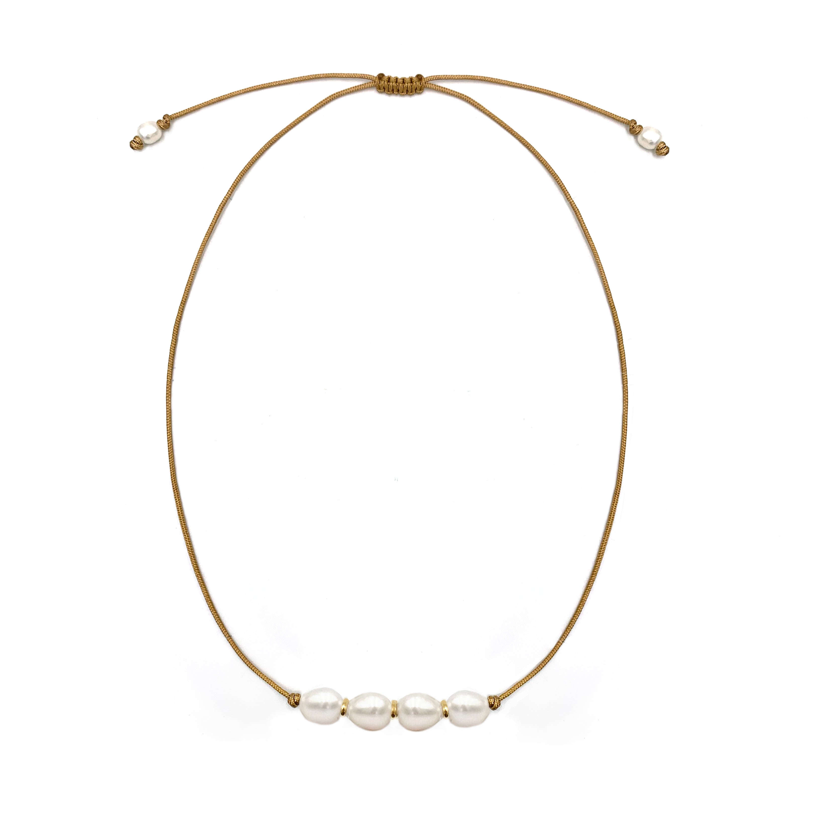 Collar Perlas Arroz con Hilo Ajustable (Baño de Oro Amarillo)