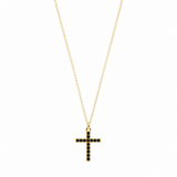 Cruz Montada con Zirconias Negras (Plata .925 con Baño de Oro)