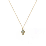 Cruz Mini CZ (Plata .925 con Baño de Oro)