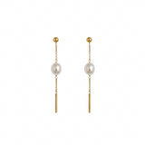 Aretes Rice Pearl Drop (Plata .925 con Baño de Oro)