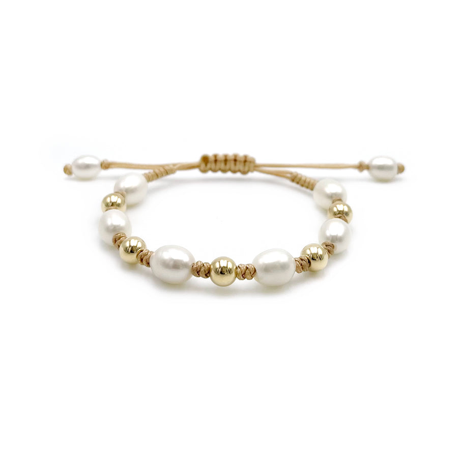 Rice Pearl  and Beads Bracelet (Oro Laminado Amarillo)