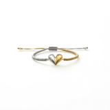 Pulsera Tejida Duo Heart (Plata .925 con Baño de Oro)u