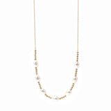 Collar Perlas Arroz y Esferas (Oro Laminado)