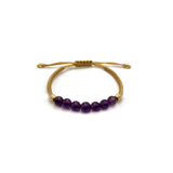 Pulsera Semipreciosa Amatista (Plata .925 con Baño de Oro)