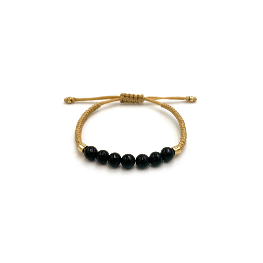 Pulsera Semipreciosa Onyx (Plata .925 con Baño de Oro)