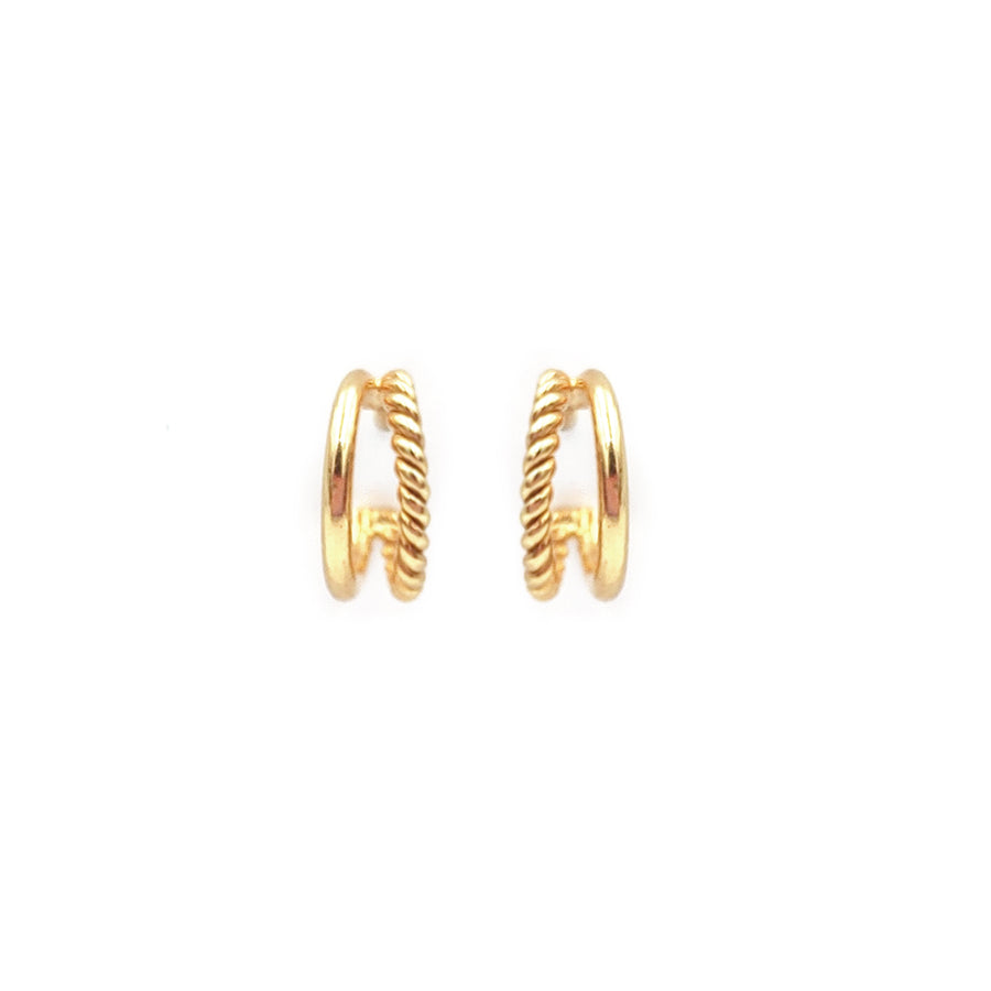 Double Line Hoops (Plata .925 con Baño de Oro Amarillo)