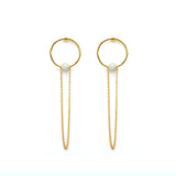 Chain Pearl Earring (Plata .925 con Baño de Oro Amarillo)