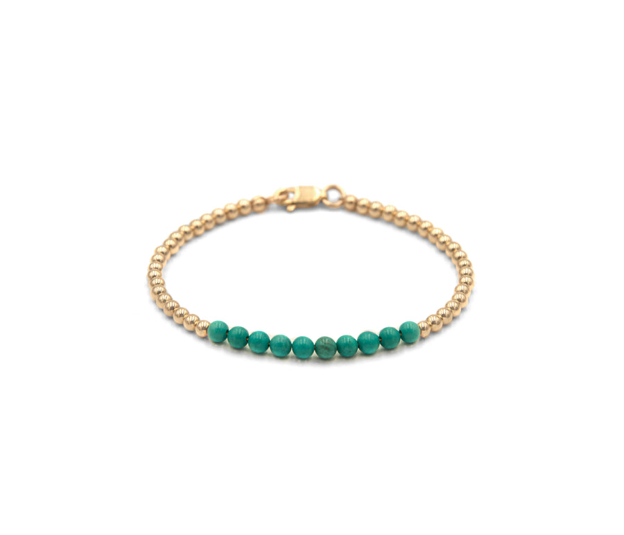 4mm Basic Turquoise Bracelet (Oro Laminado Amarillo)