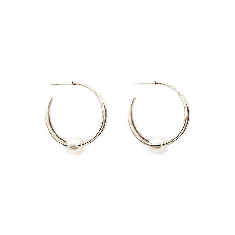 Double Hoops Pearl  (Plata .925)