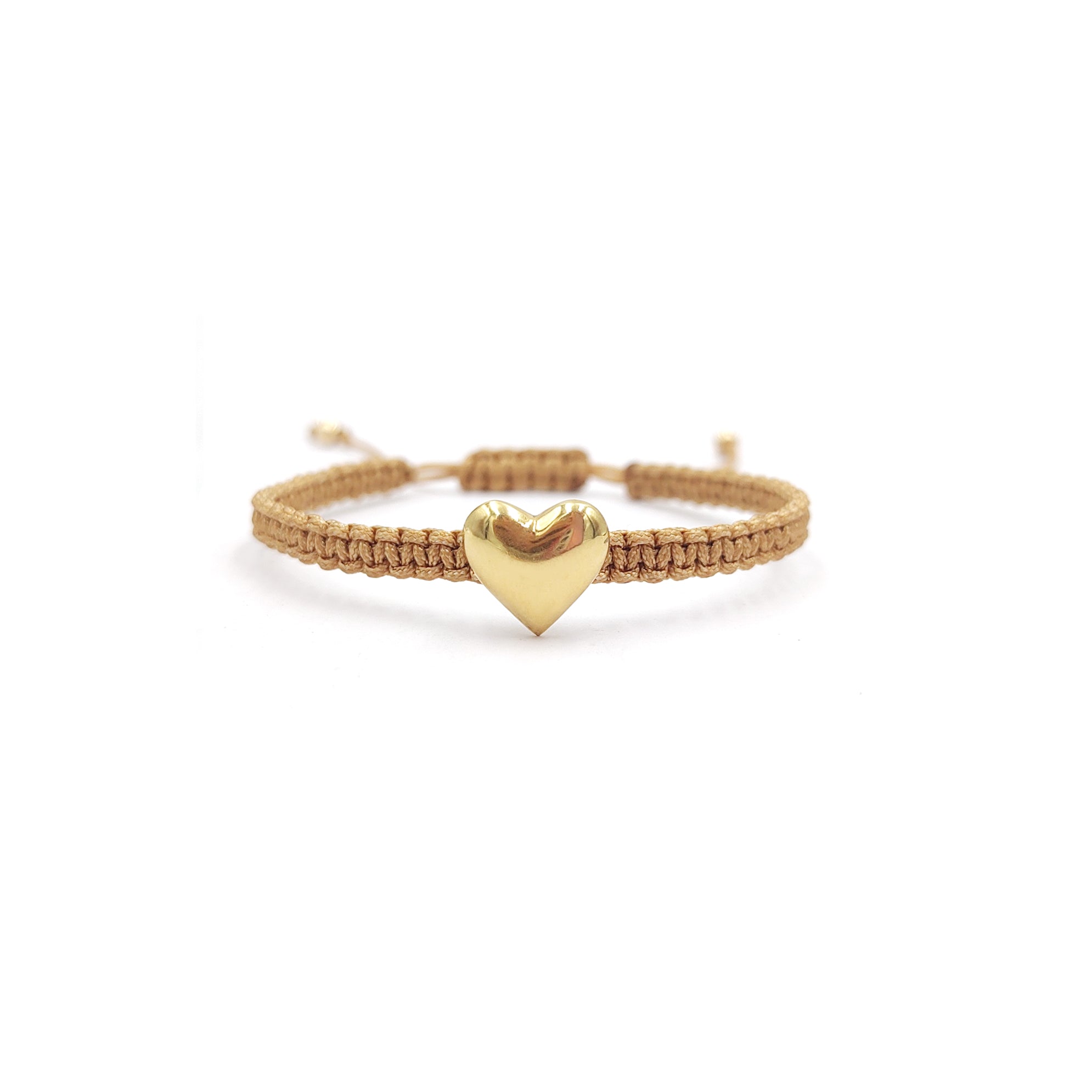 Pulsera Corazón Abombado Grande (Plata .925 con Baño de Oro)