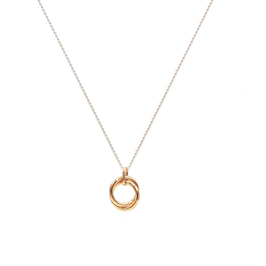 Double Ring mini Necklace  (Plata .925 con Baño de Oro Amarillo)
