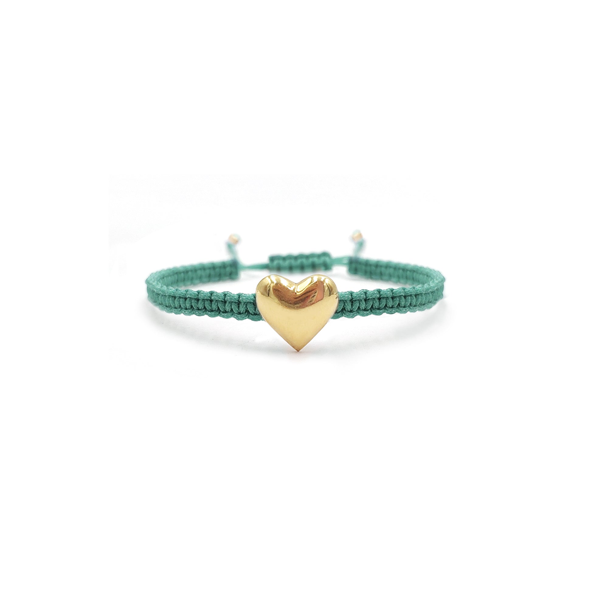 Pulsera Corazón Abombado Grande (Plata .925 con Baño de Oro)